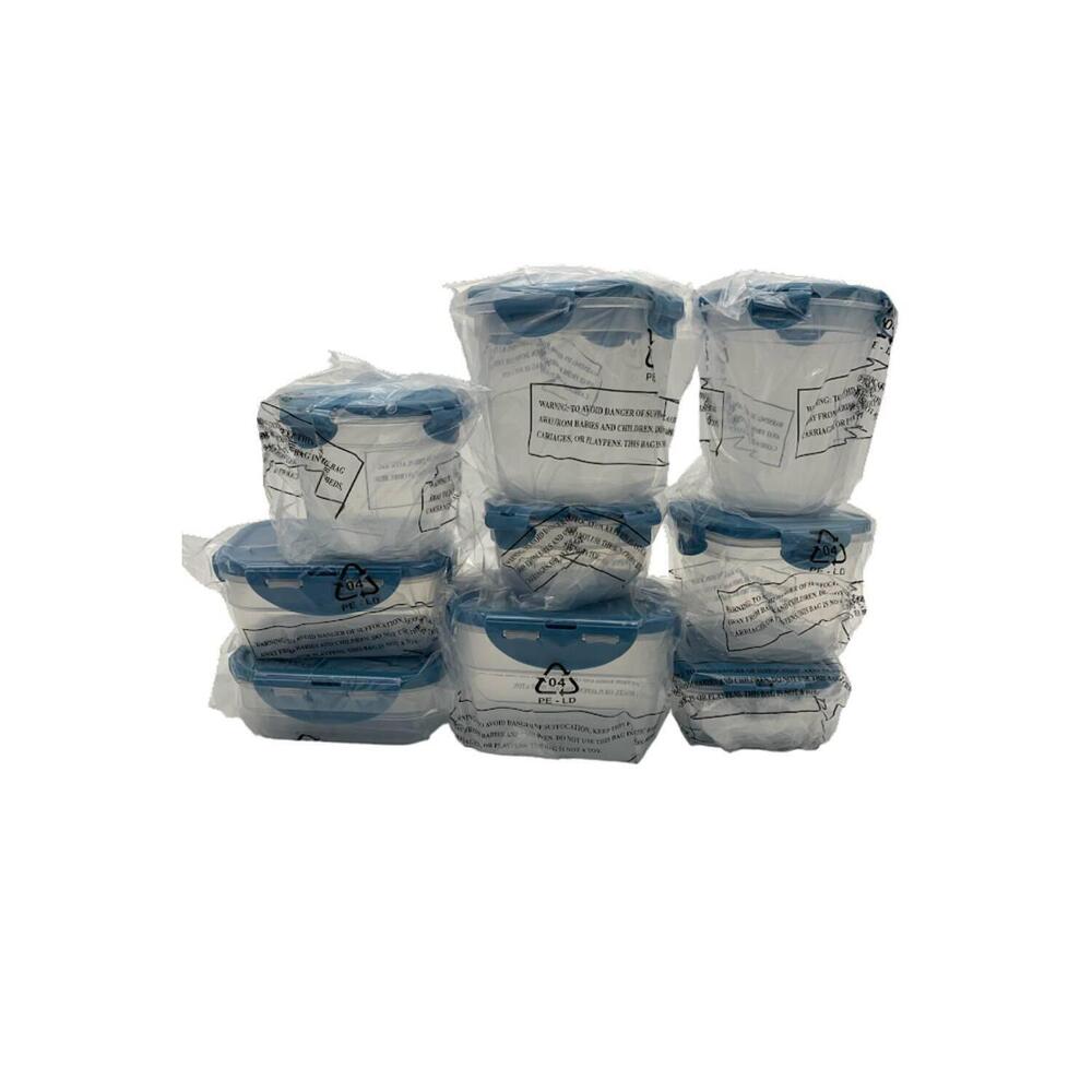 LocknLock 9-Piece Nestable Mini Storage Set Multi-Shape Cool Blue